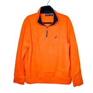 NAUTICA Quarter Zip Pullover in Orange and Navy MENS SIZE LARGE